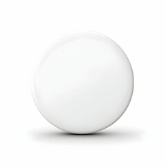 Blank white round button mockup, isolated on white background, for design