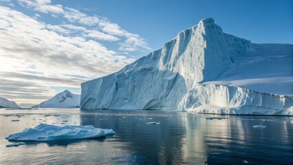 Majestic Antarctic Iceberg Wide Composition, Blue Hues, Glacial Landscape, Climate Change. Antarctic, Iceberg