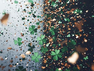 Celebrating st. Patrick's day with glittering green confetti in a festive atmosphere