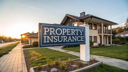 Sunset Property Insurance Sign House, Signboard, Composition, Photography Home Insurance, Real Estate