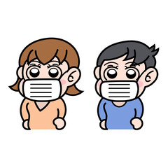 マスクをする子供たちのイラスト
