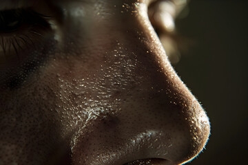 Detailed Close-Up of a Human Nose Highlighting Natural Texture and Structure