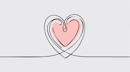 Simple hand drawn heart vector illustration, background for valentines day, in light white and pink colors, simple love themed illustration, with lines, for cards, posters, with empty, blank space.