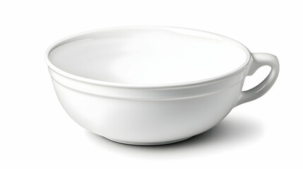 Empty white porcelain cup, studio shot, white background, food preparation