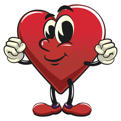Cute heart vektor illustration mascot character be strong, work of hand drawn