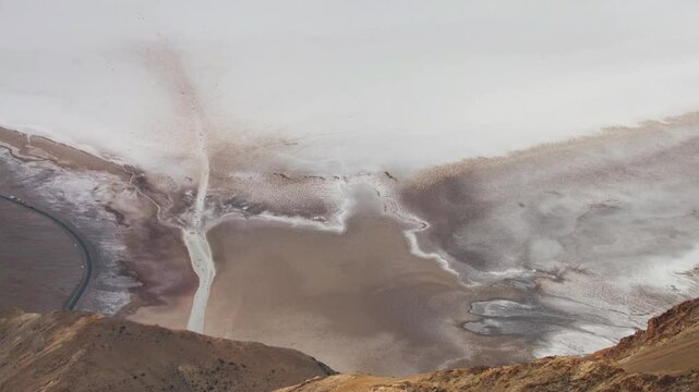 This footage presents a wide-angle view of Badwater Basin as seen from the scenic Dante's View, highlighting the breathtaking desert landscape in Death Valley.