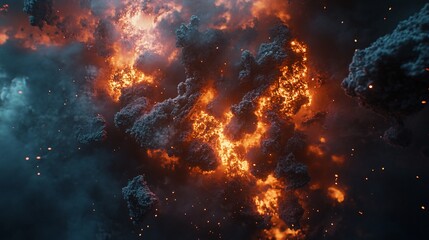 Fototapeta premium Inferno: A fiery digital art explosion