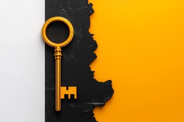 A flat design of a golden key surrounded by a soft halo, symbolizing access to something extraordinary