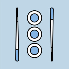 Sushi roll with chopsticks vector icon