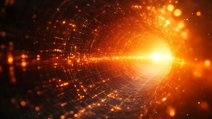 Fototapeta premium Glowing Orange Tunnel: A Fiery Abstract Artwork