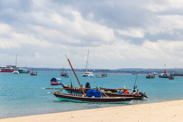 Obraz premium Boats in a port of Stone Town, Zanzibar, Tanzania