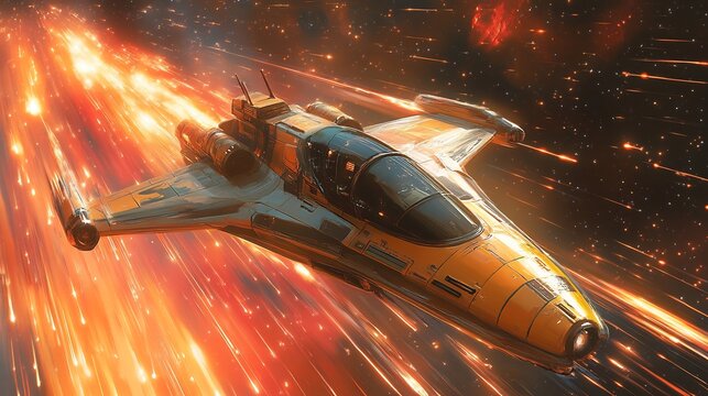 Vibrant depiction of a glowing exploration craft