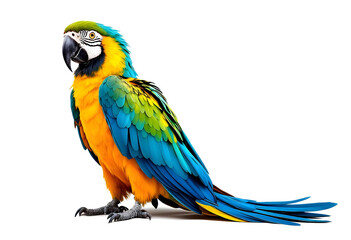 Fototapeta premium Vibrant Macaw Parrot Against a White Background
