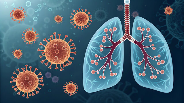 Abstract blue human lungs inside a glass dome. Neon sphere shield. Healthcare protection medical concept. Futuristic low poly style. Geometric background. Wireframe light connection structure. Vector.
