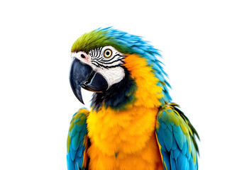 Fototapeta premium Vibrant Macaw Parrot Close-up Against White Background