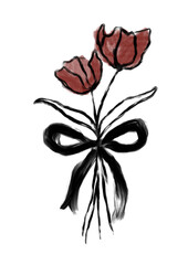 red rose flower illustration fit for stickers decoration for valentine dinner lunch invitation or just gothic theme 