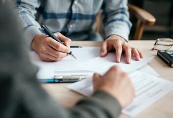 closeup of person filling out questionary form