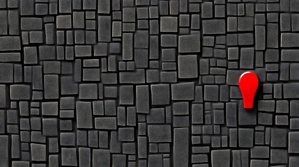 Red Pin on Gray Stone Pavement Background Image