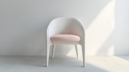 Obraz premium Modern minimalist chair with a pale pink cushion. Perfect for a contemporary interior design.