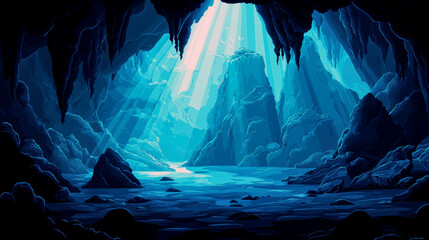 Enthralling Blue Cave: A Digital Landscape of Mystery and Serenity