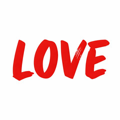 LOVE written in large bold red letters