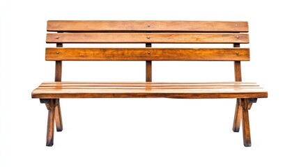 Wooden Park Bench Isolated on White Background