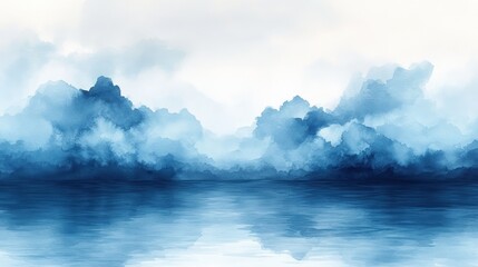 Fototapeta premium Abstract Watercolor Gradient Sky with Soft Blue and White Dreamy Atmosphere
