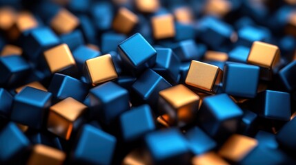 Obraz premium Pile of blue and gold cubes.