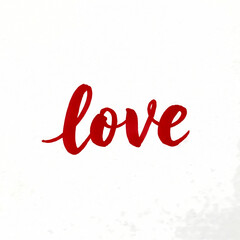 LOVE written in red cursive writing