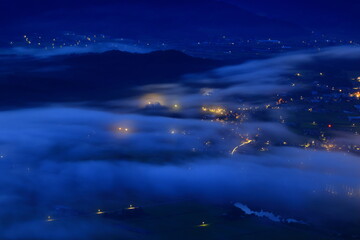 岩手県遠野市　夜明けの風景