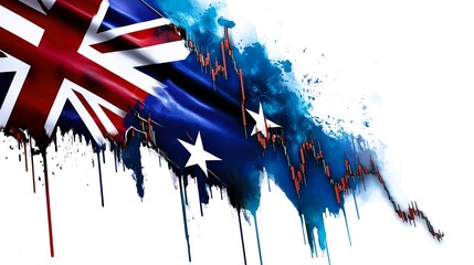 Australian Flag and Stock Market Chart