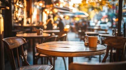 Warm Urban Cafe with Reclaimed Wood Tables