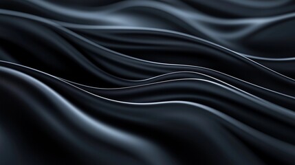 Fototapeta premium Smooth flowing waves of black fabric create an elegant abstract texture that mesmerizes and inspires creativity in design