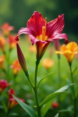 Fototapeta premium Martagon lily in a field of other wildflowers, martagon lily, gardens, blooming flowers