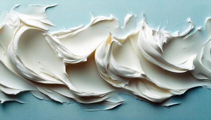 Smooth Creamy Body Scrub Texture on Light Blue Background Top View