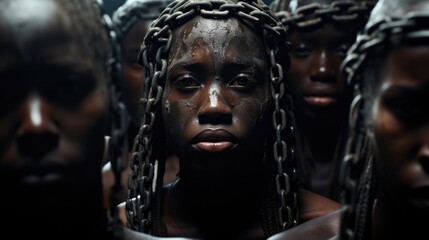 International Day of Remembrance of Slavery Victims: transatlantic slave trade history, african resilience, black heritage preservation, memory of oppression, chains of injustice, struggle freedom.