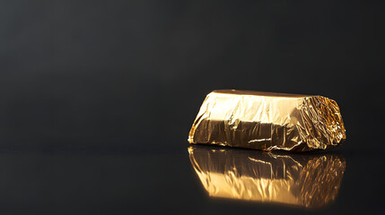 Opulent Gold-Encased Chocolate Delight Reflecting Beautifully on Dark Surface