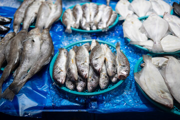 A blue table with a blue plastic covering and a blue plastic tablecloth