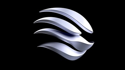 Fototapeta premium Abstract Silver Metallic Wave Design. A 3D Rendering of Flowing Swirling Curves