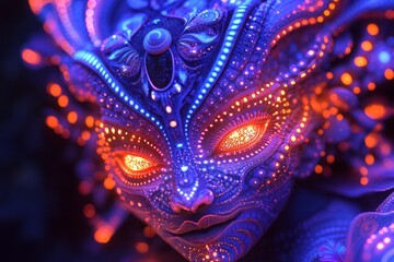 Glowing ornate face, vibrant colors