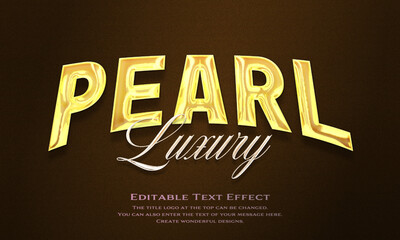 &rdquo;Luxury Pearl&rdquo; Editable title logo text style effect in yellow gold glitter, sans serif typeface

