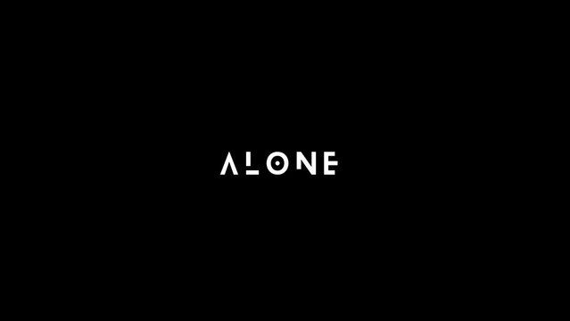 A minimalist black background with the word "alone" written in bold white letters.