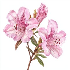 Watercolor Azalea flower on white background,floral concept, perfect for Valentine's Day,Mother's Day,Easter,Wedding Day,Anniversaries