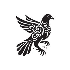 Black Color Pigeon silhouette design Vector Illustration, Solid White Background (5).eps