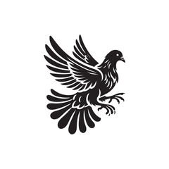 Black Color Pigeon silhouette design Vector Illustration, Solid White Background (11).eps