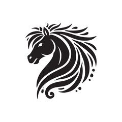 Obraz premium Black Color Pony silhouette design Vector Illustration, Solid White Background (7).eps
