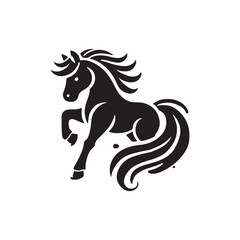 Black Color Pony silhouette design Vector Illustration, Solid White Background (9).eps