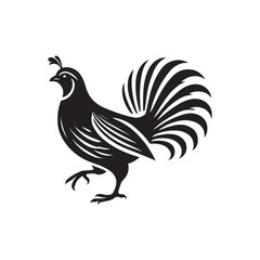 Black Color Quail silhouette design Vector Illustration, Solid White Background (7).eps