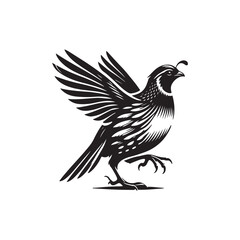 Black Color Quail silhouette design Vector Illustration, Solid White Background (8).eps