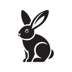 Black Color Rabbit silhouette design Vector Illustration, Solid White Background (4).eps